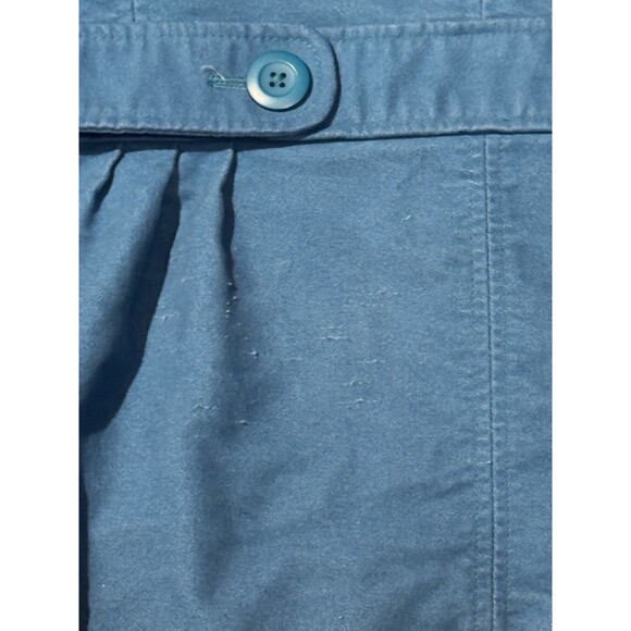 LL Bean Coat Womens  Large Pea Blue Cotton Button Up Belted Collared Jacket Y2K - Picture 7 of 8